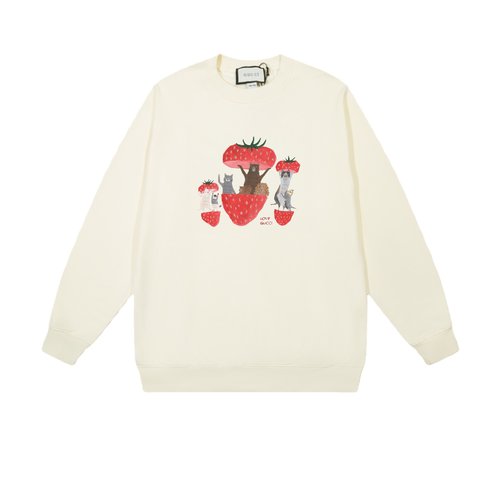 Gucci Cotton Round Neck Sweatshirt, Black & White