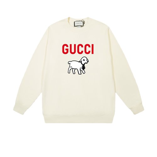 Gucci Cotton Round Neck Sweatshirt, Black & White