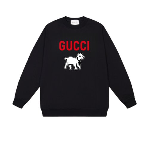 Gucci Cotton Round Neck Sweatshirt, Black & White