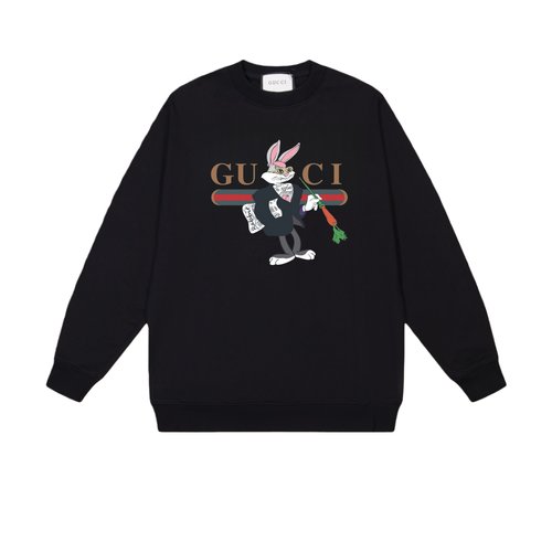Gucci Cotton Round Neck Sweatshirt, Black & White