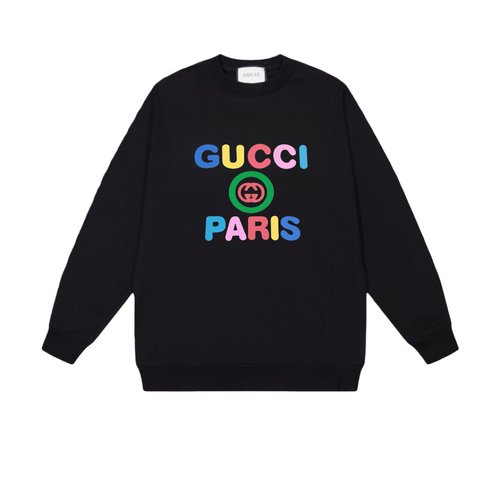 Gucci Cotton Round Neck Sweatshirt, Black & White