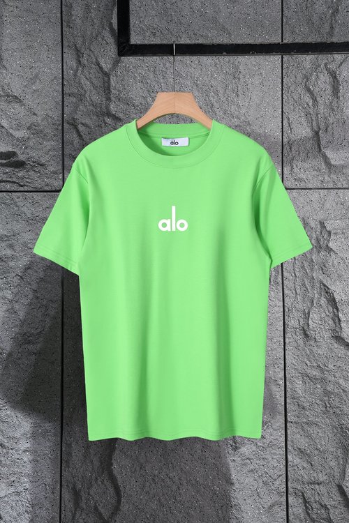 Alo New Logo Embossed Round Neck T-Shirt in Multiple Colors