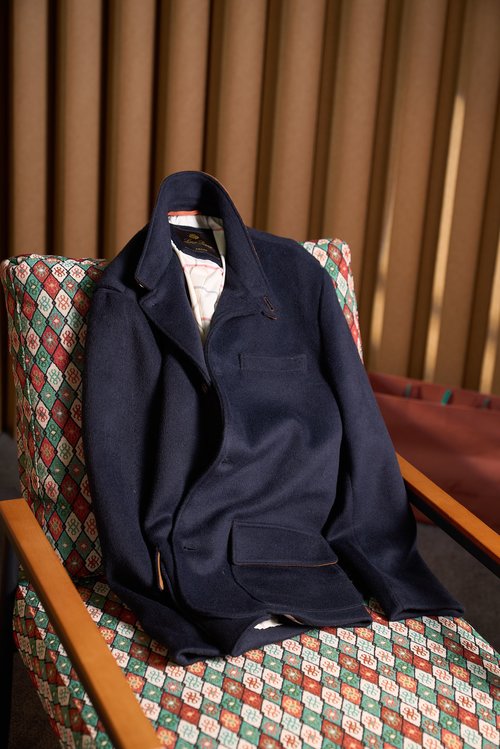 Loro Piana Cashmere-blended Jacket with Lambskin Collar and Pockets