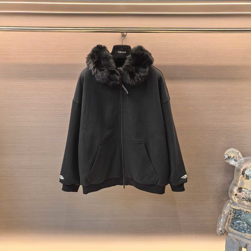 Fendi 3B Sport Embroidered Fluffy Hoodie in Black