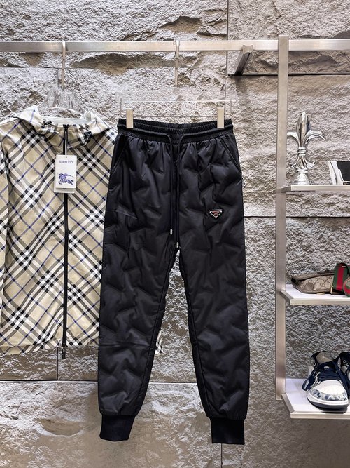 Prada Thickened Warm Down Pants for Outdoor Use