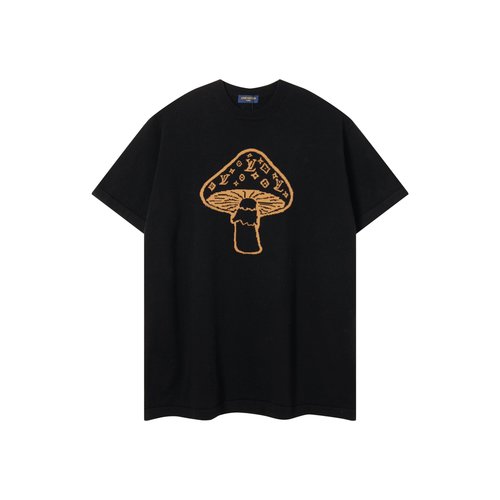 Louis Vuitton Knitted Short-sleeved T-shirt with Mushroom Embroidery