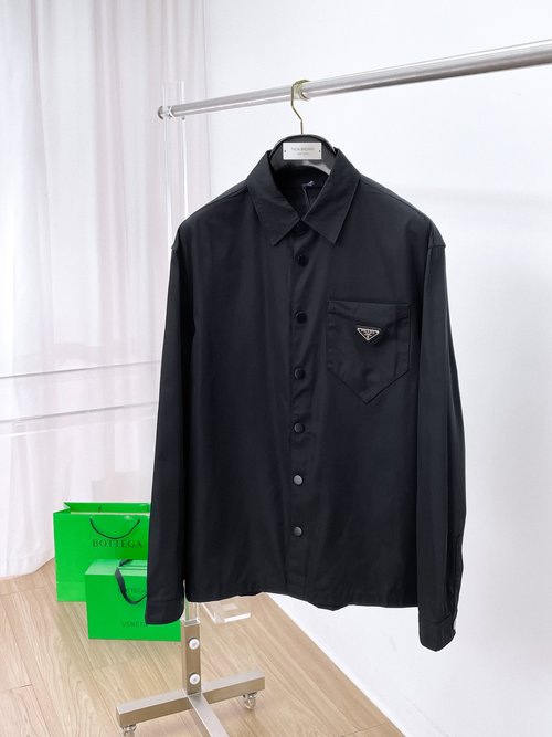 Prada Nylon Collared Jacket with Triangle Logo