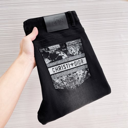 Dior Original Design Distressed Jeans with Embroidery