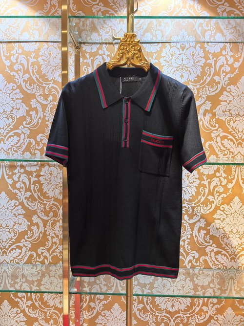 Gucci Black Knitted Top with Letter Embroidery
