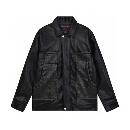 Louis Vuitton Luxury Heavy - Crafted Full - Leather Baseball Jacket