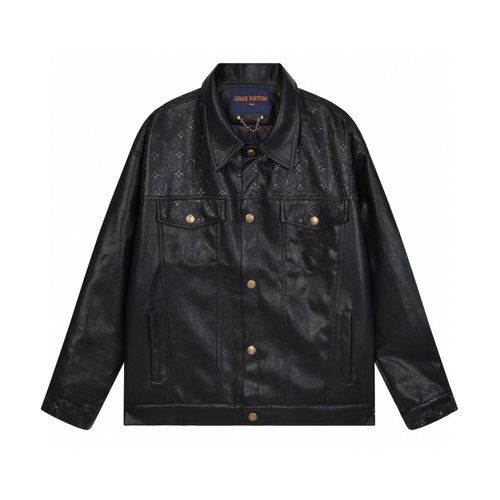 Louis Vuitton Luxury Heavy - Crafted Full - Leather Baseball Jacket