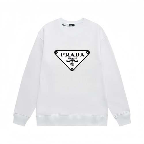 Prada Cotton Crewneck Sweatshirt in Black & White
