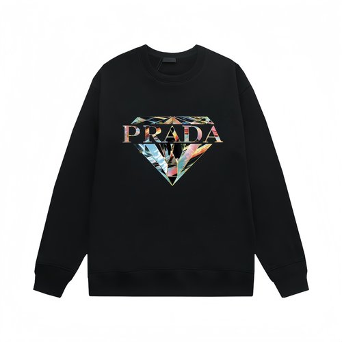 Prada Cotton Crewneck Sweatshirt in Black & White