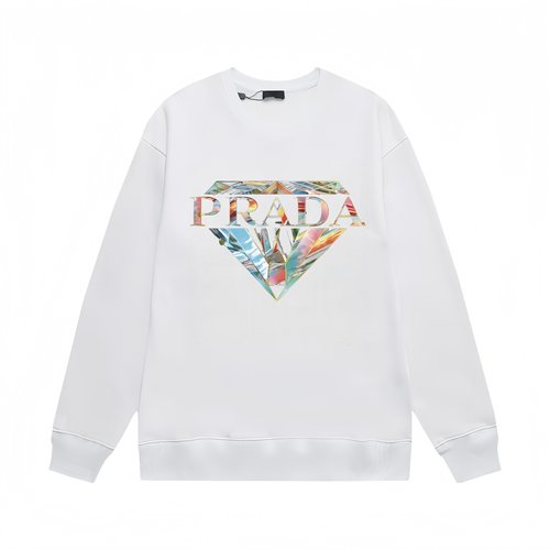 Prada Cotton Crewneck Sweatshirt in Black & White