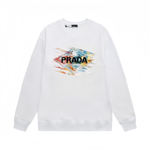 Prada Cotton Crewneck Sweatshirt in Black & White