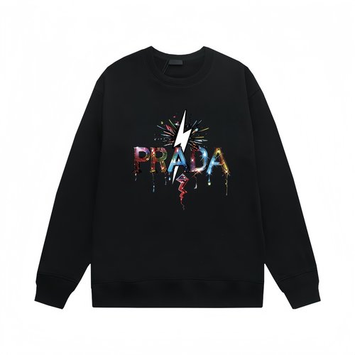 Prada Cotton Crewneck Sweatshirt in Black & White