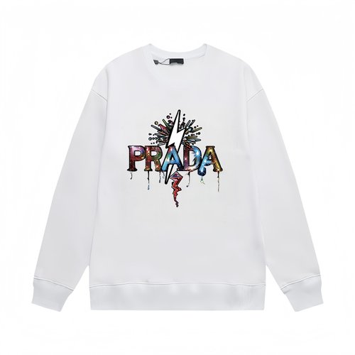 Prada Cotton Crewneck Sweatshirt in Black & White