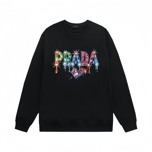 Prada Cotton Crewneck Sweatshirt in Black & White