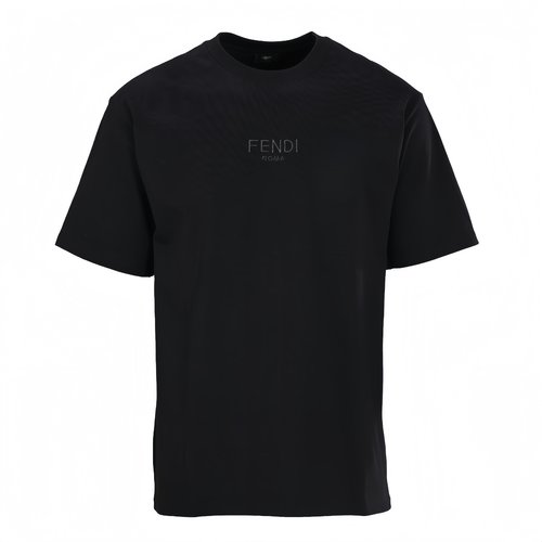 Fendi Cotton Short Sleeve T-Shirt in Black and White