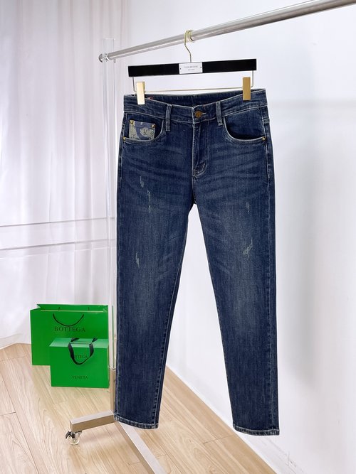 Louis Vuitton Premium Imported Jeans with Elasticity and Brand Design Elements