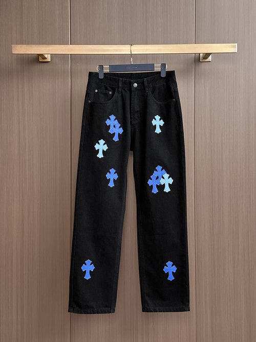 Chrome Hearts Patchwork Wash Jeans with High Comfort
