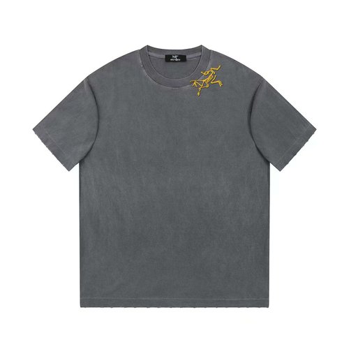 ArcTeryx Cotton Round-Neck Short-Sleeve T-Shirt with Collar Print