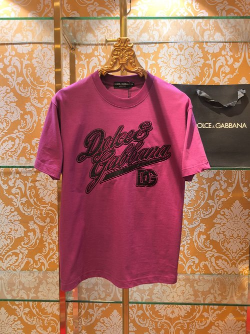 Dolce & Gabbana Cotton T-Shirt with Contrasting Embroidery Logo