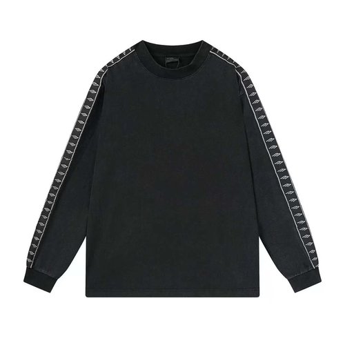 Balenciaga Spliced Logo Striped Long Sleeve with Snow Wash