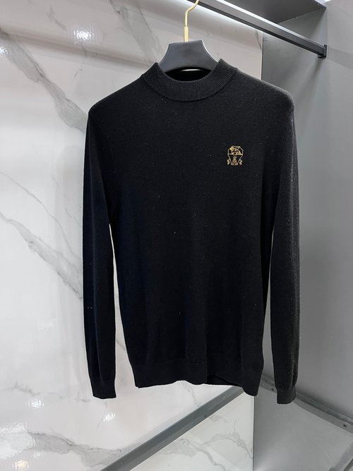 Brunello Cucinelli Classic Logo Wool Sweater, Durable and Stylish