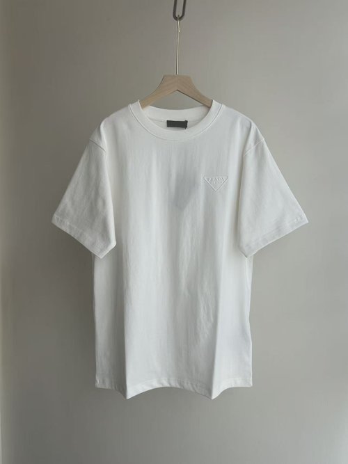 Prada Embossed Round Neck T-Shirt in Five Colors