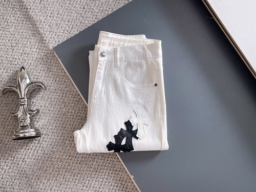 Chrome Hearts Embroidered Vintage Washed Stretch Jeans