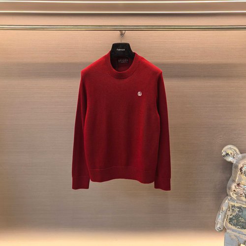 Gucci Small Logo Embroidered Wool Sweater with Soft Texture