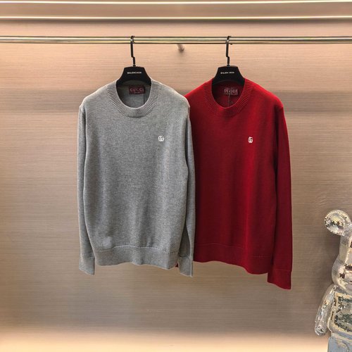 Gucci Small Logo Embroidered Wool Sweater with Soft Texture