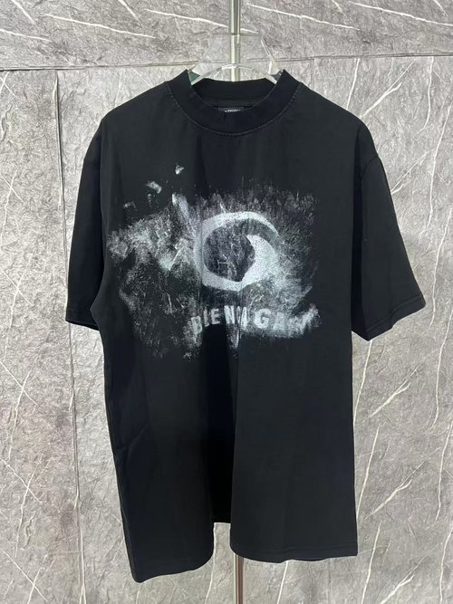 Balenciaga Smoke Print Short Sleeve T-Shirt and Hoodie Set