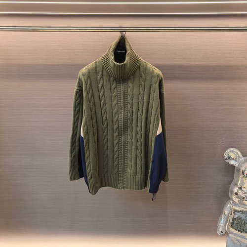Balenciaga Spliced Knit Sweater Jacket in New Color