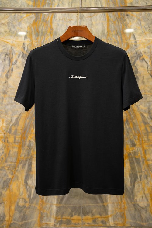 Dolce & Gabbana Classic Signature Embroidered Logo T-Shirt in Royal Blue