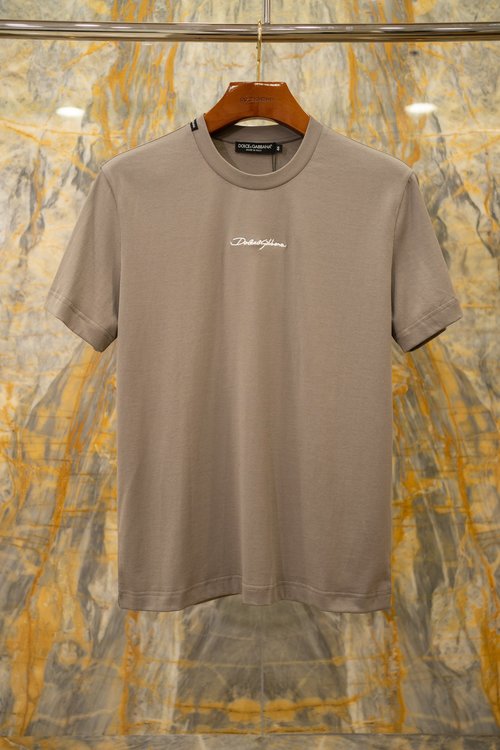 Dolce & Gabbana Classic Signature Embroidered Logo T-Shirt in Khaki