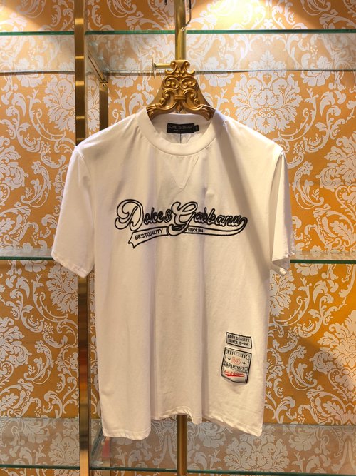 Dolce & Gabbana Embroidered Cotton T-Shirt, White & Black