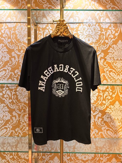 Dolce & Gabbana Embroidered Cotton T-Shirt, White & Black