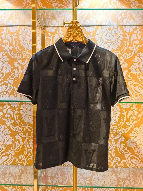 Louis Vuitton DG Letter Embroidered Knit Polo Shirt