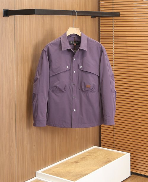 Loro Piana Comfortable Lapel Jacket with Leather Logo