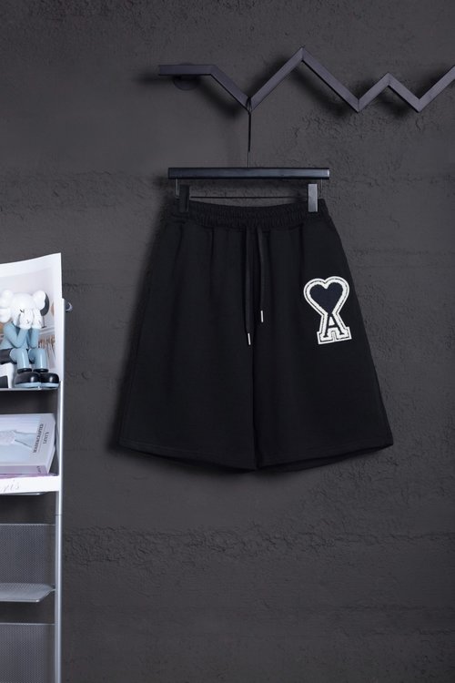 Ami Heavy Black Cotton Shorts