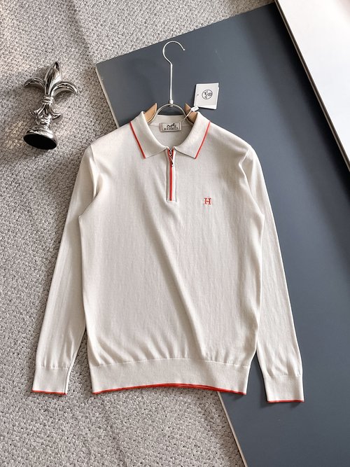 Hermes Timeless Knit Polo Shirt: Elegant Pattern and Soft Feel
