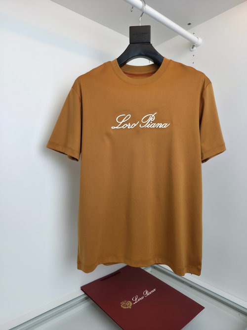 Loro Piana Classic Embroidered Cotton T-Shirt with Silk Finish