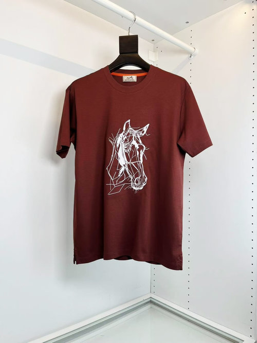 Hermes Comfortable Book Stamp V-neck Short-sleeve T-shirt