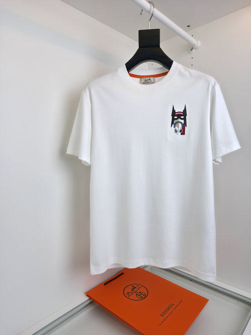 Hermes 80-count Mercerized Short-sleeved T-shirt with Leather Mask