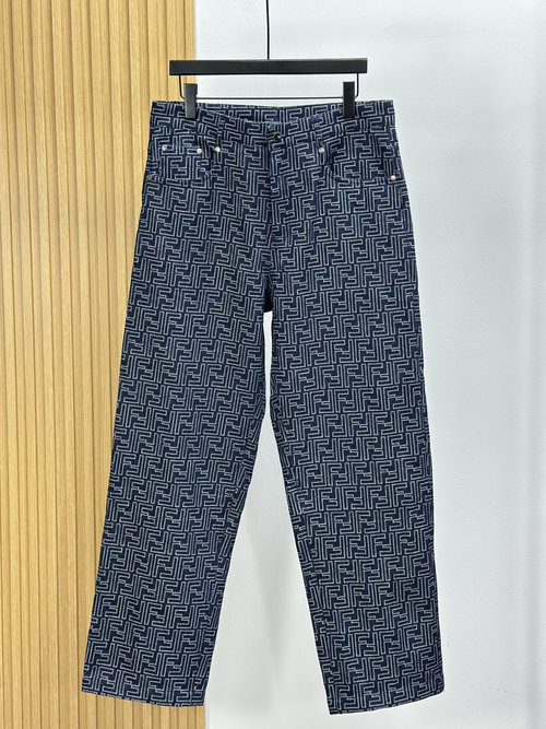 Fendi Lightning Pattern Canvas Jeans for Casual Wear