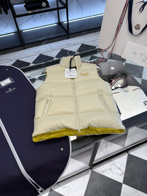 Moncler Color-Blocked Down Gilet with Logo Patch