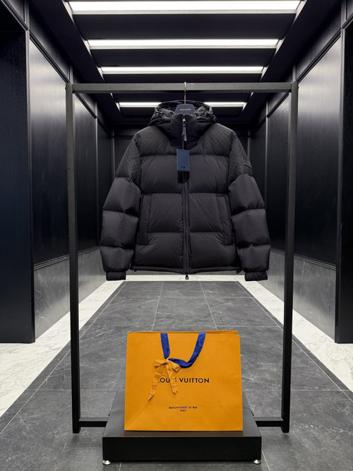 Louis Vuitton Down Jacket with Detachable Hood, Monogram Pattern, and Lightweight Design (No Chinese, title optimized for clarity)