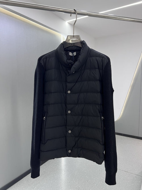 Moncler Winter Collar Open - front Down Knit Jacket